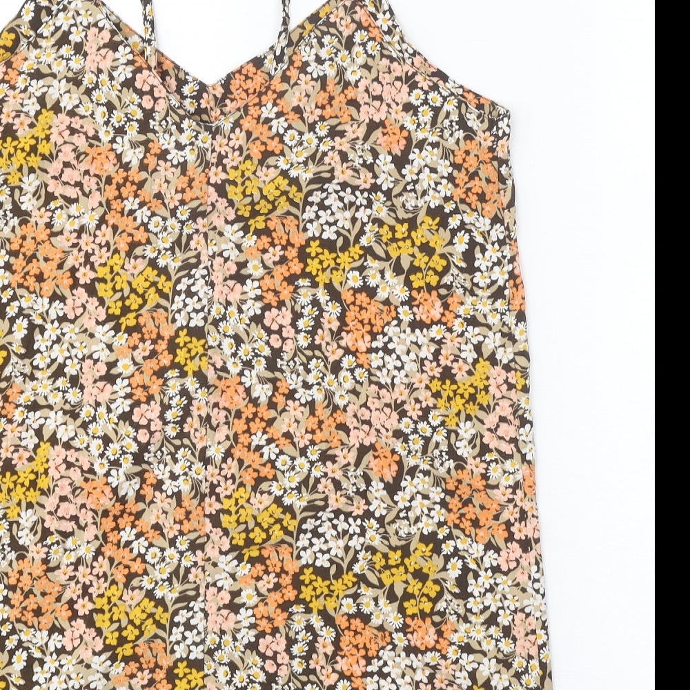PEP&CO Womens Multicoloured Floral Polyester Camisole Tank Size 12 V-Neck