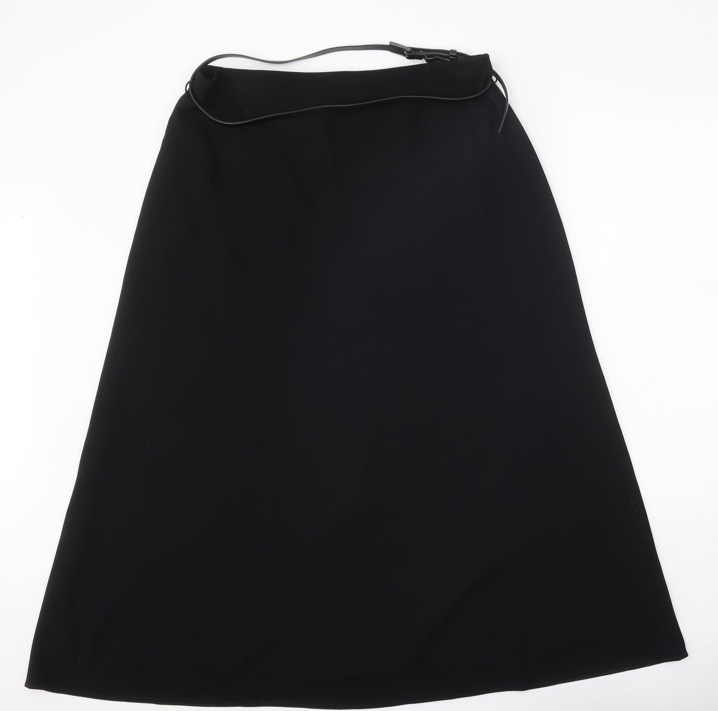 Marks and Spencer Womens Black Polyester Swing Skirt Size 16 Buckle - Belt Included