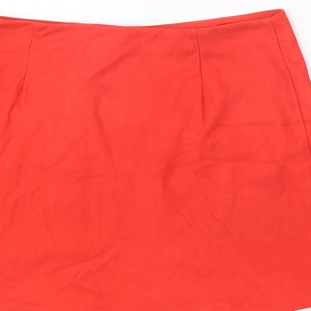 Primark Womens Red Polyester A-Line Skirt Size 12 Button