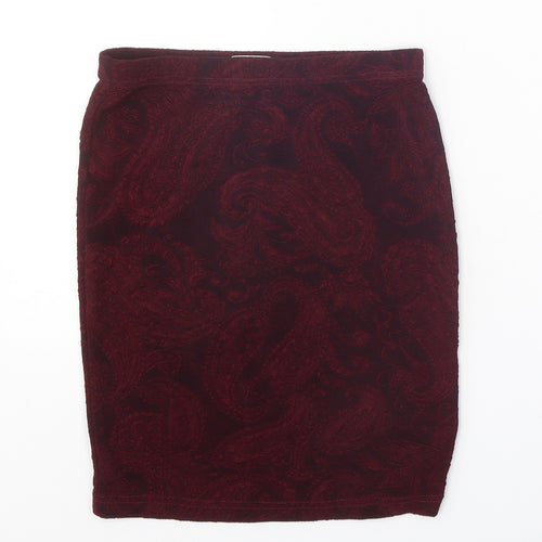 Miss Selfridge Womens Red Geometric Acetate Bandage Skirt Size 8