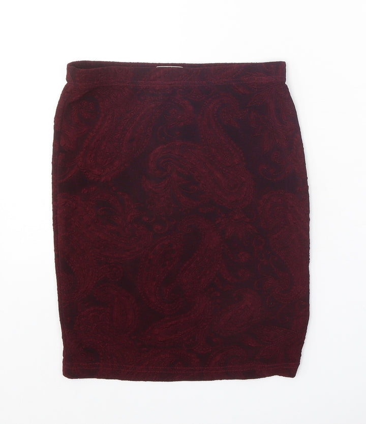 Miss Selfridge Womens Red Geometric Acetate Bandage Skirt Size 8