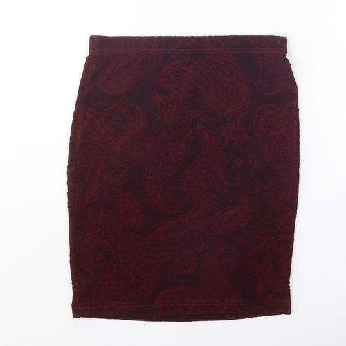 Miss Selfridge Womens Red Geometric Acetate Bandage Skirt Size 8