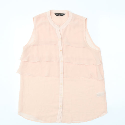 Dorothy Perkins Womens Pink Polyester Basic Button-Up Size 14 Round Neck