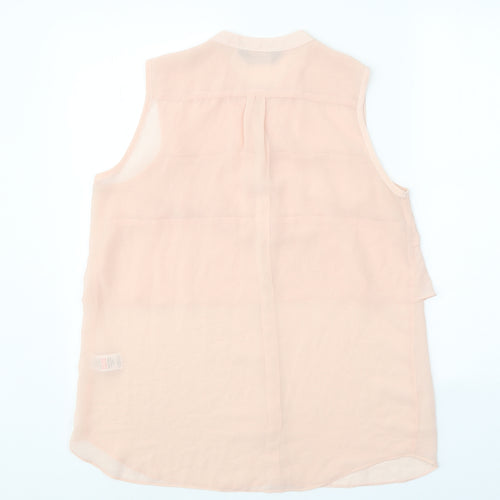 Dorothy Perkins Womens Pink Polyester Basic Button-Up Size 14 Round Neck