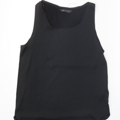 Marks and Spencer Womens Black Polyester Basic Tank Size 6 Scoop Neck