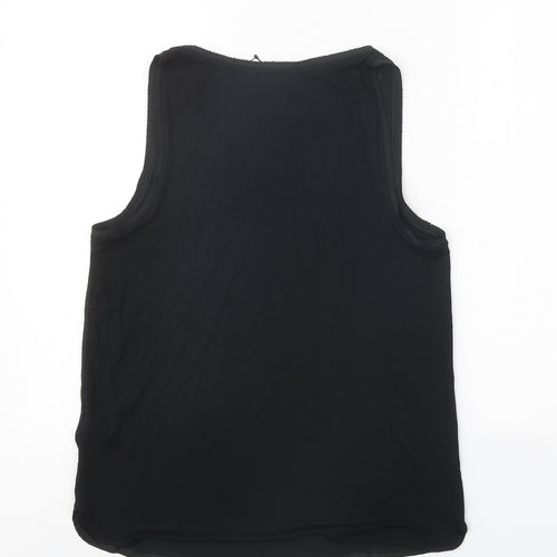 Marks and Spencer Womens Black Polyester Basic Tank Size 6 Scoop Neck