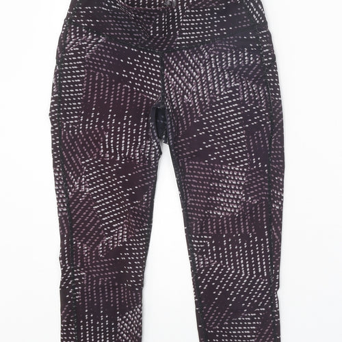 Gap Womens Purple Geometric Polyester Cropped Leggings Size S Regular Pullover