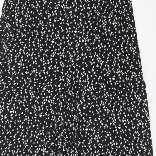 F&F Womens Black Geometric Viscose Trousers Size 12 Regular Zip