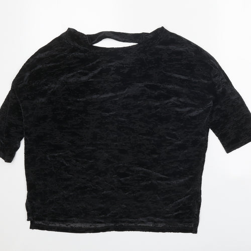 NEXT Womens Black Geometric Polyester Basic Blouse Size 10 Boat Neck