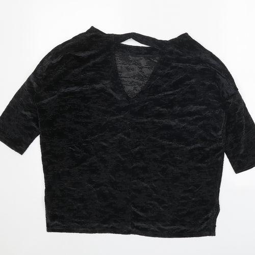 NEXT Womens Black Geometric Polyester Basic Blouse Size 10 Boat Neck