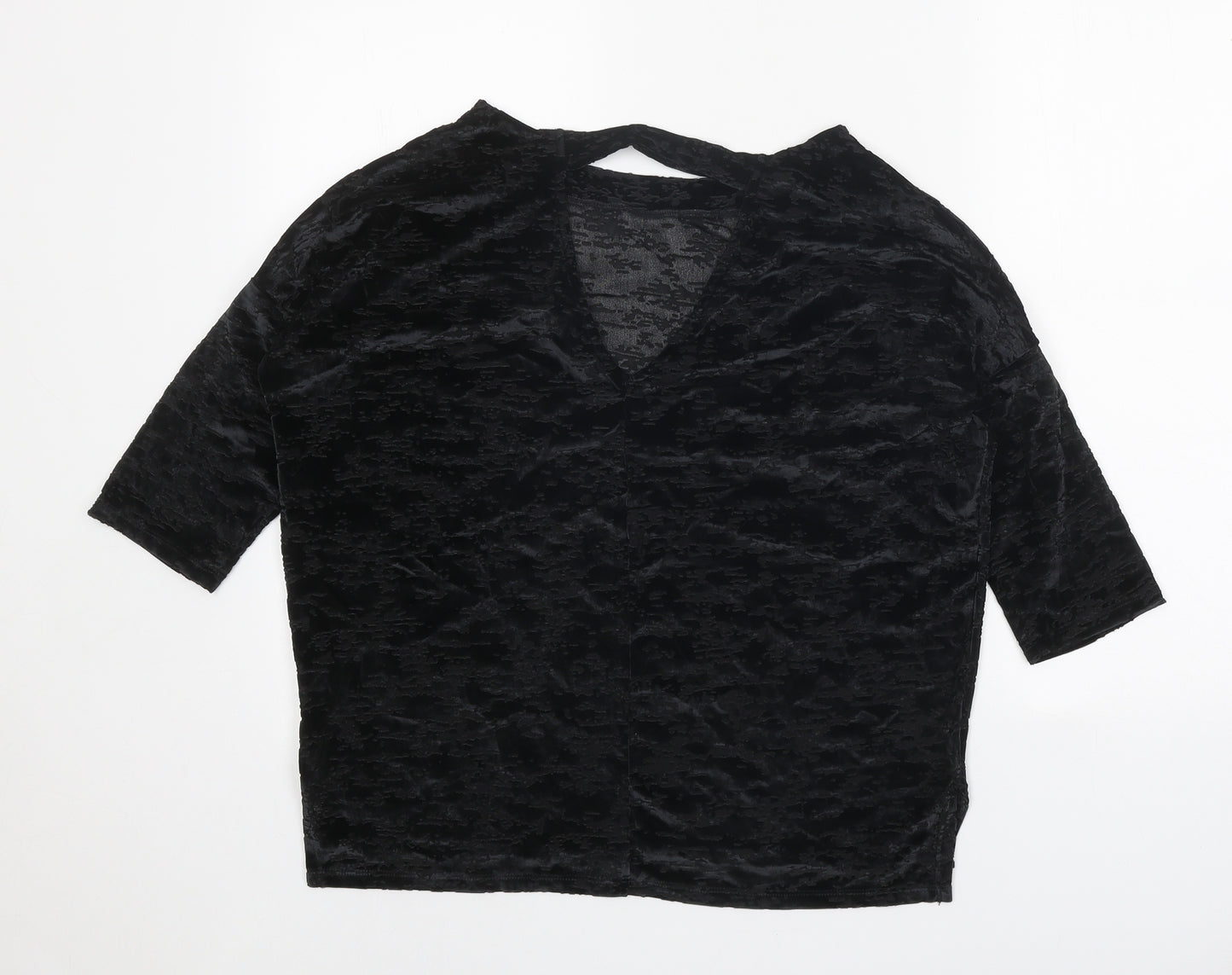 NEXT Womens Black Geometric Polyester Basic Blouse Size 10 Boat Neck