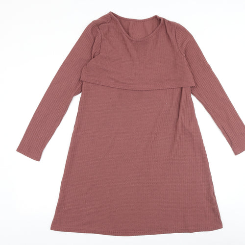 Preworn Womens Pink Polyester A-Line Size M Round Neck Pullover