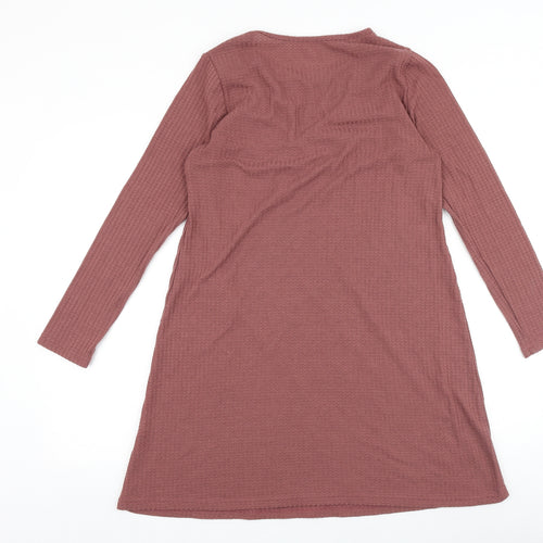 Preworn Womens Pink Polyester A-Line Size M Round Neck Pullover