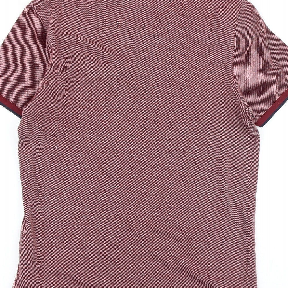 Ted Baker Mens Red Cotton Polo Size S Collared Button