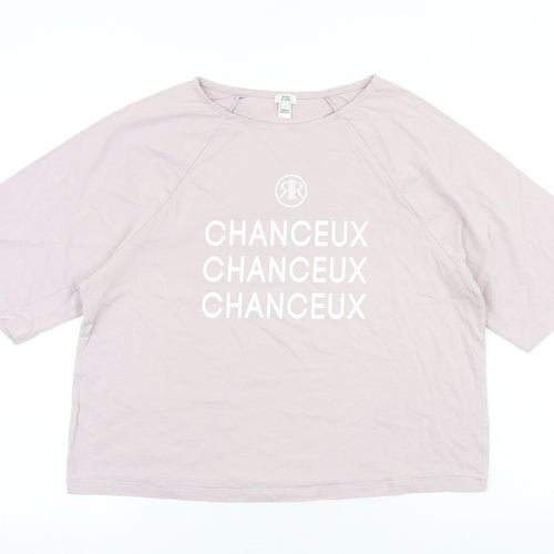 River Island Womens Pink 100% Cotton Basic T-Shirt Size S Round Neck - Chanceux