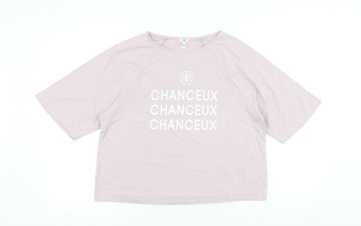 River Island Womens Pink 100% Cotton Basic T-Shirt Size S Round Neck - Chanceux