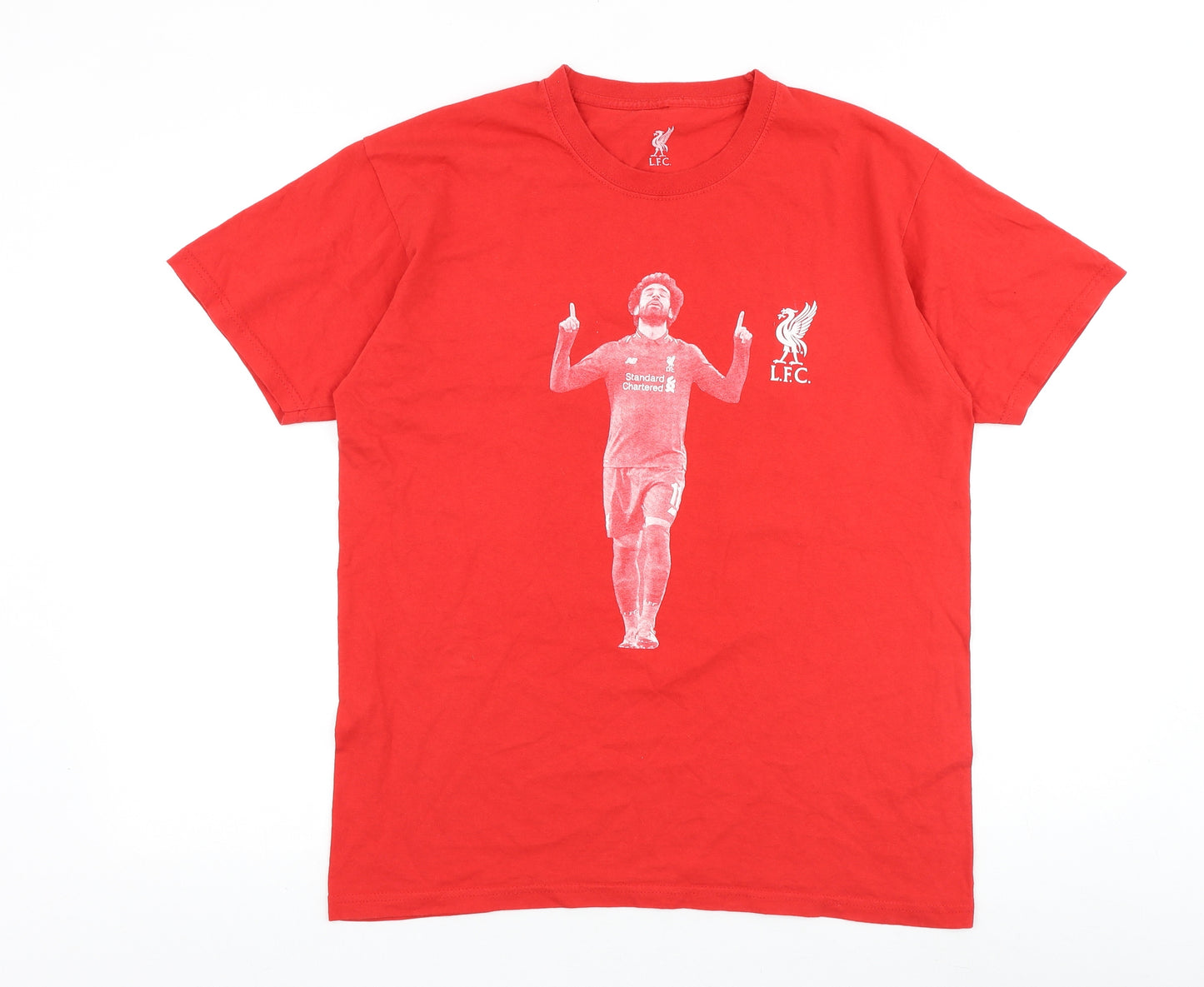 Liverpool FC Mens Red Cotton T-Shirt Size M Round Neck - Mo Salah 11