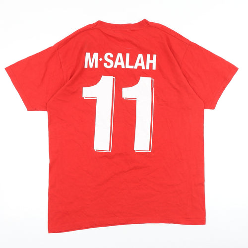 Liverpool FC Mens Red Cotton T-Shirt Size M Round Neck - Mo Salah 11