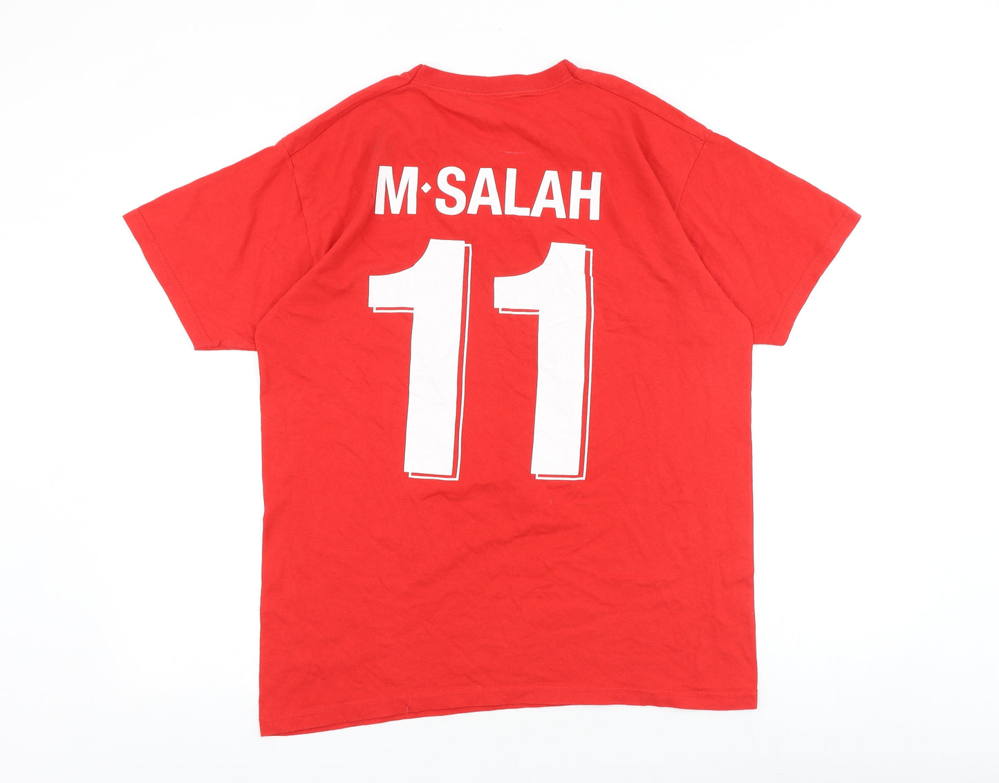 Liverpool FC Mens Red Cotton T-Shirt Size M Round Neck - Mo Salah 11