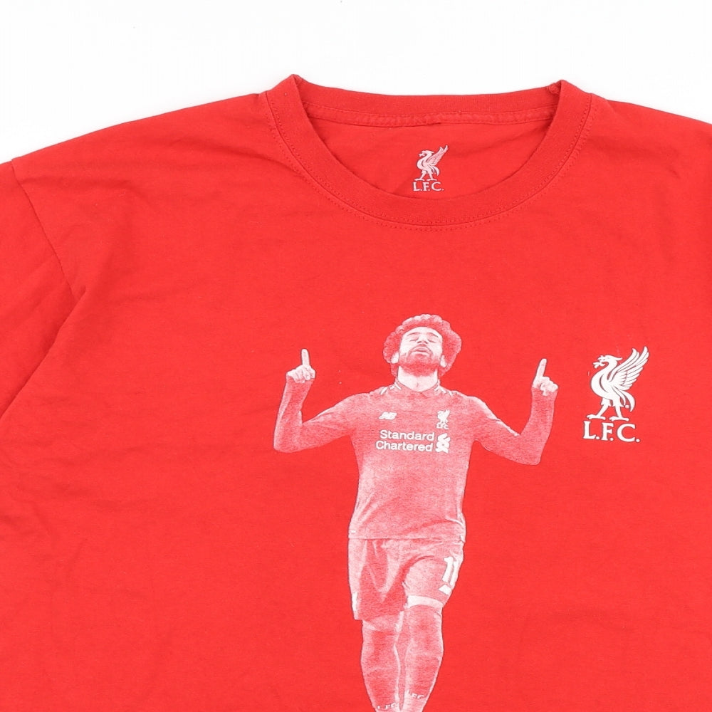 Liverpool FC Mens Red Cotton T-Shirt Size M Round Neck - Mo Salah 11