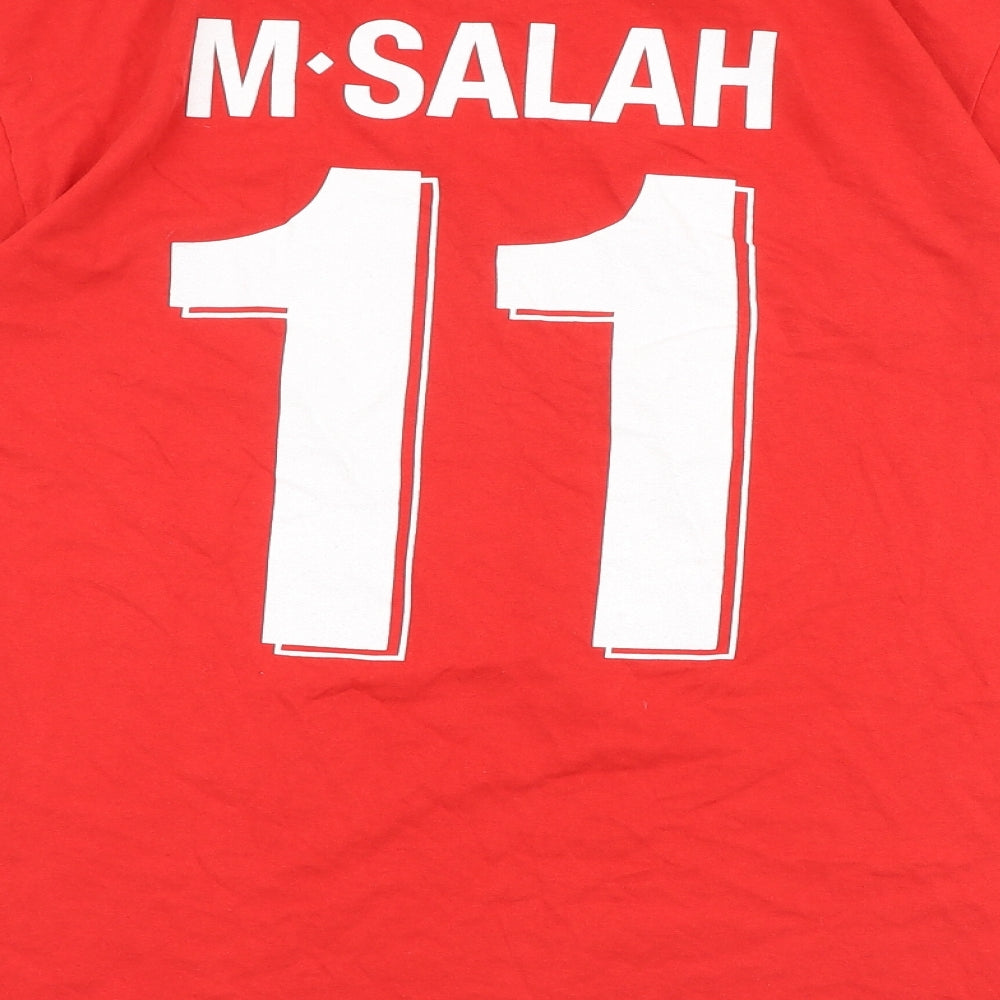 Liverpool FC Mens Red Cotton T-Shirt Size M Round Neck - Mo Salah 11