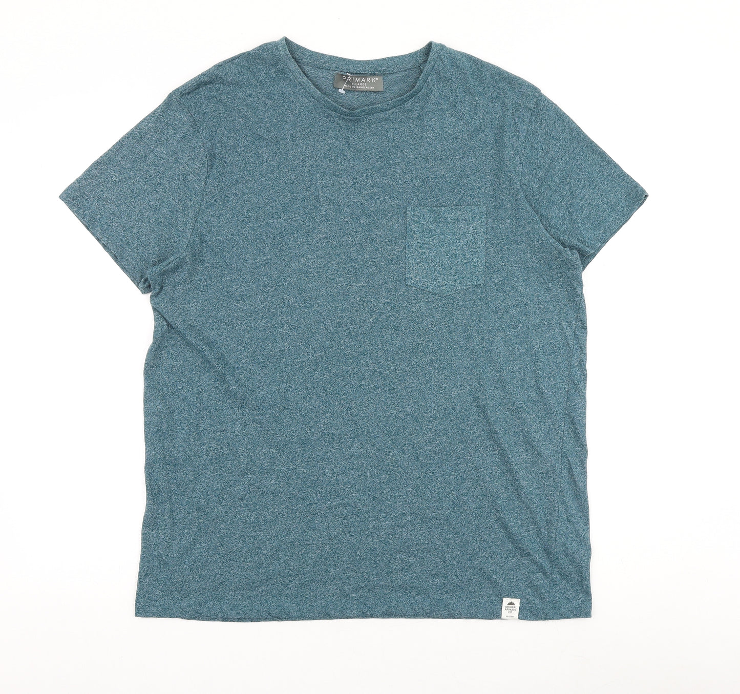 Primark Mens Green Polyester T-Shirt Size XL Round Neck