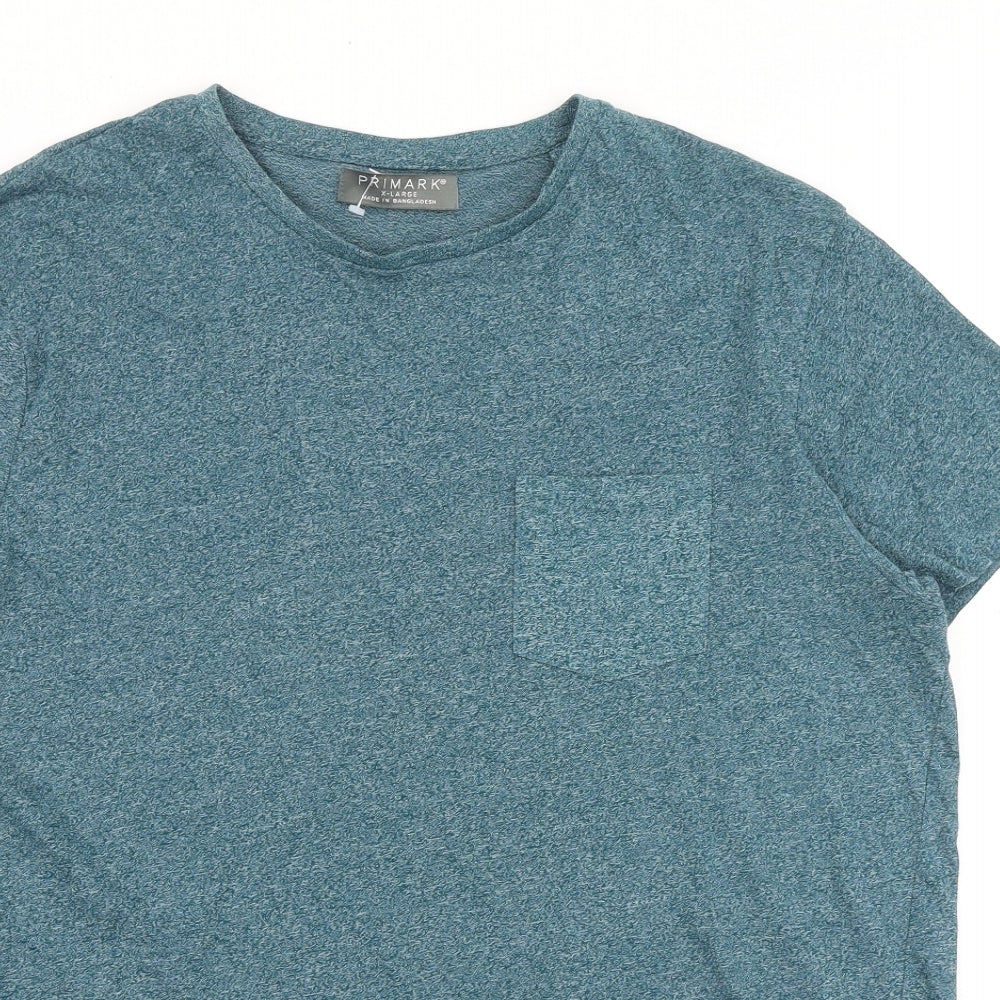 Primark Mens Green Polyester T-Shirt Size XL Round Neck
