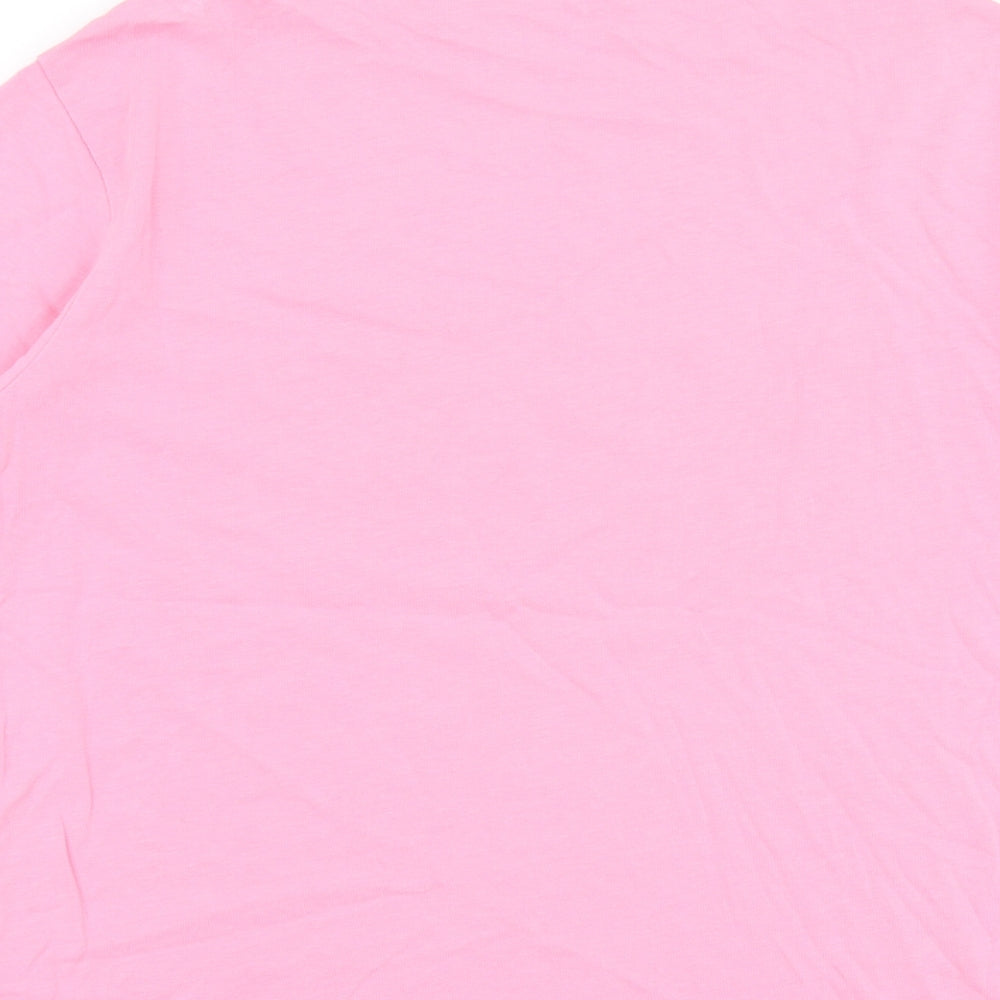 Zara Womens Pink Polyester Basic T-Shirt Size S Round Neck - Paris