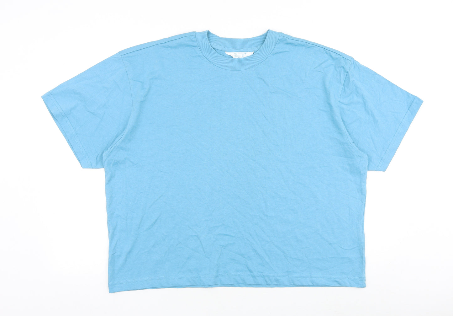 Primark Womens Blue 100% Cotton Basic T-Shirt Size 12 Round Neck