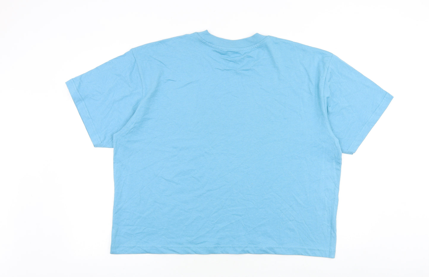 Primark Womens Blue 100% Cotton Basic T-Shirt Size 12 Round Neck