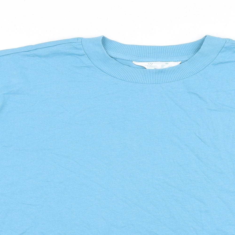 Primark Womens Blue 100% Cotton Basic T-Shirt Size 12 Round Neck