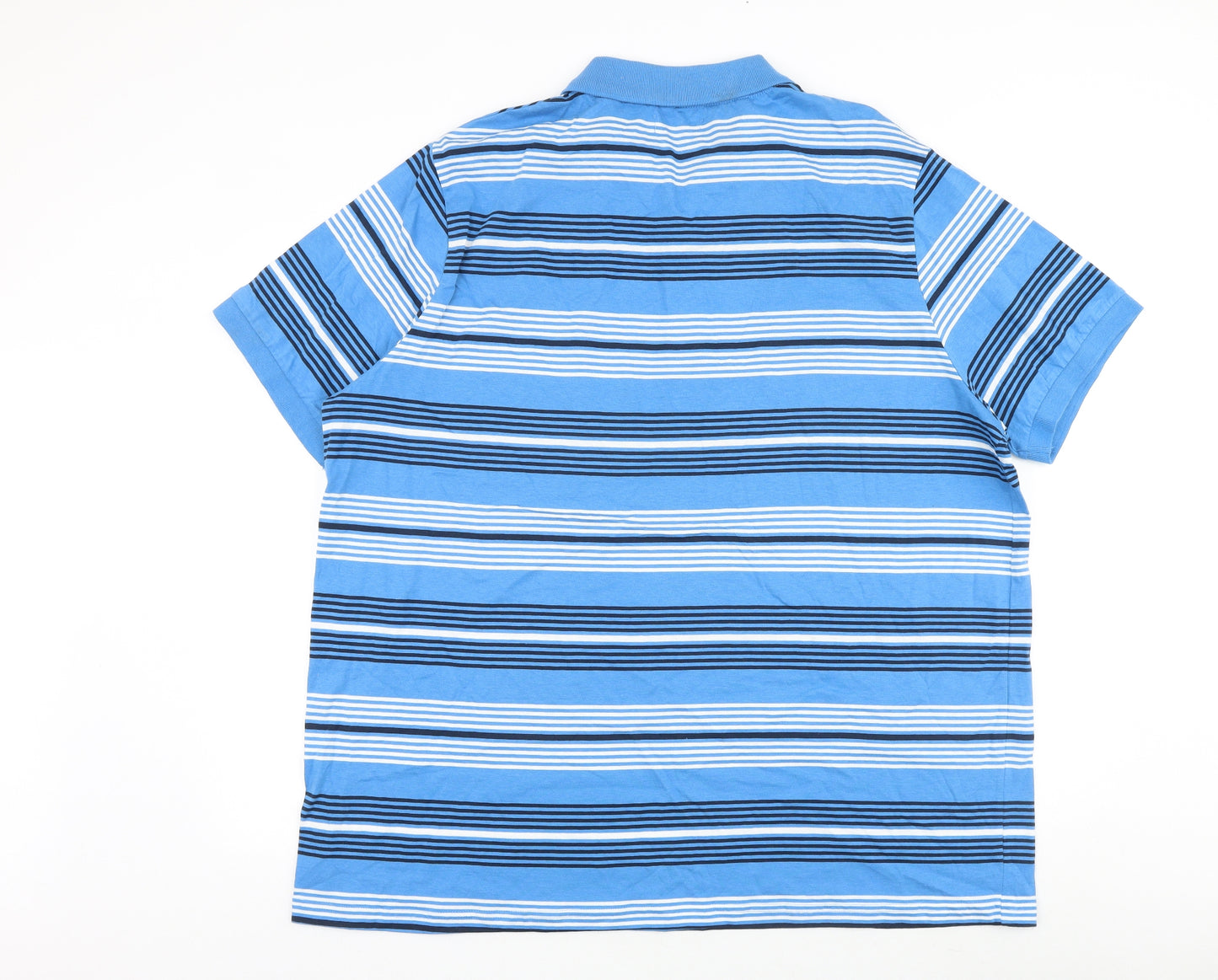 Jacamo Mens Blue Striped Cotton Polo Size 3XL Collared