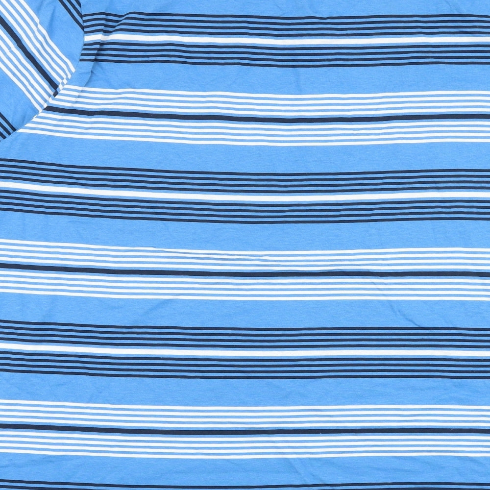 Jacamo Mens Blue Striped Cotton Polo Size 3XL Collared