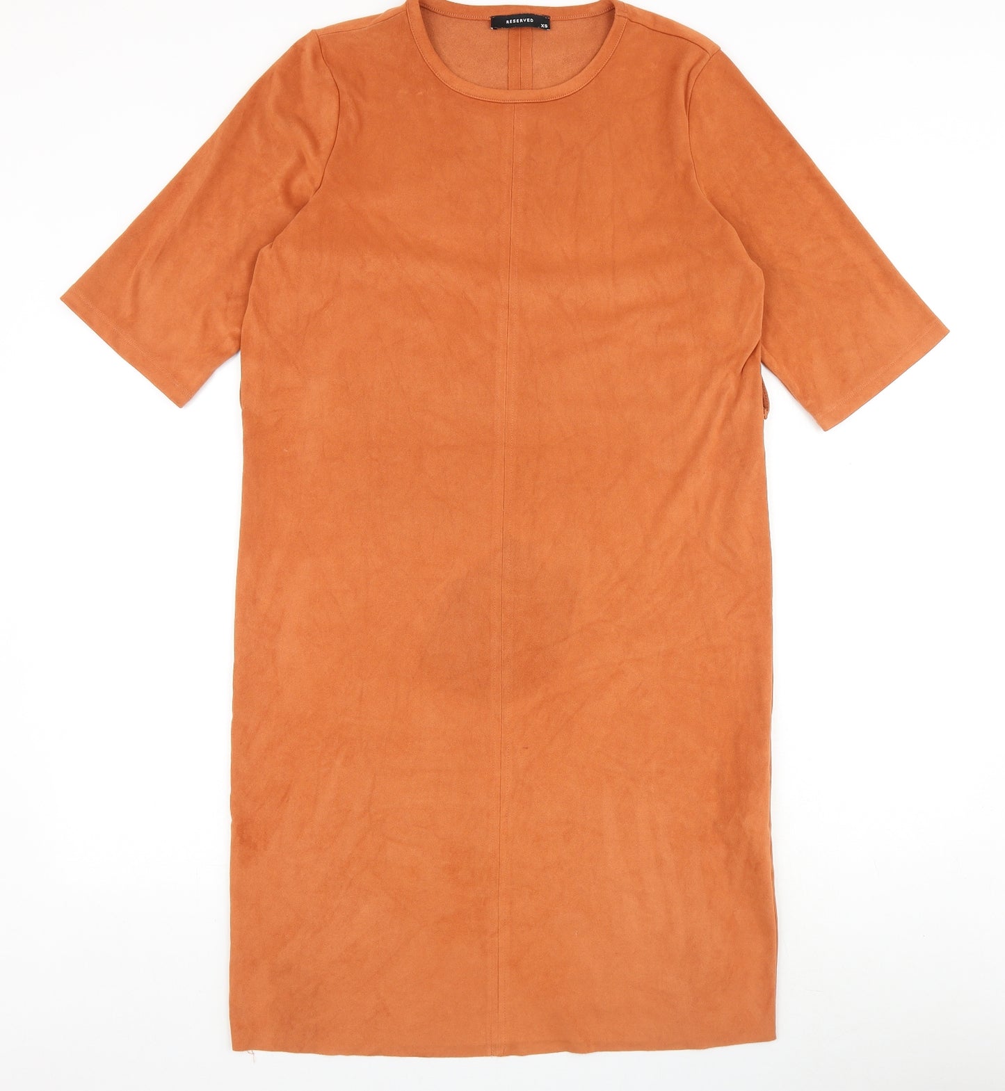 RESERVED Womens Orange Polyurethane A-Line Size XS Round Neck Pullover