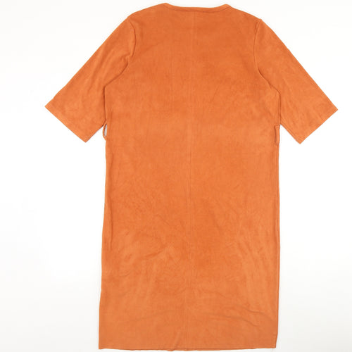 RESERVED Womens Orange Polyurethane A-Line Size XS Round Neck Pullover