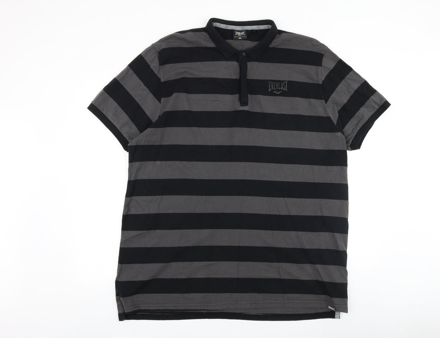 Everlast Mens Grey Striped Cotton Polo Size 4XL Collared Button