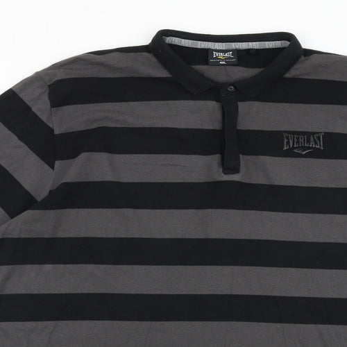 Everlast Mens Grey Striped Cotton Polo Size 4XL Collared Button