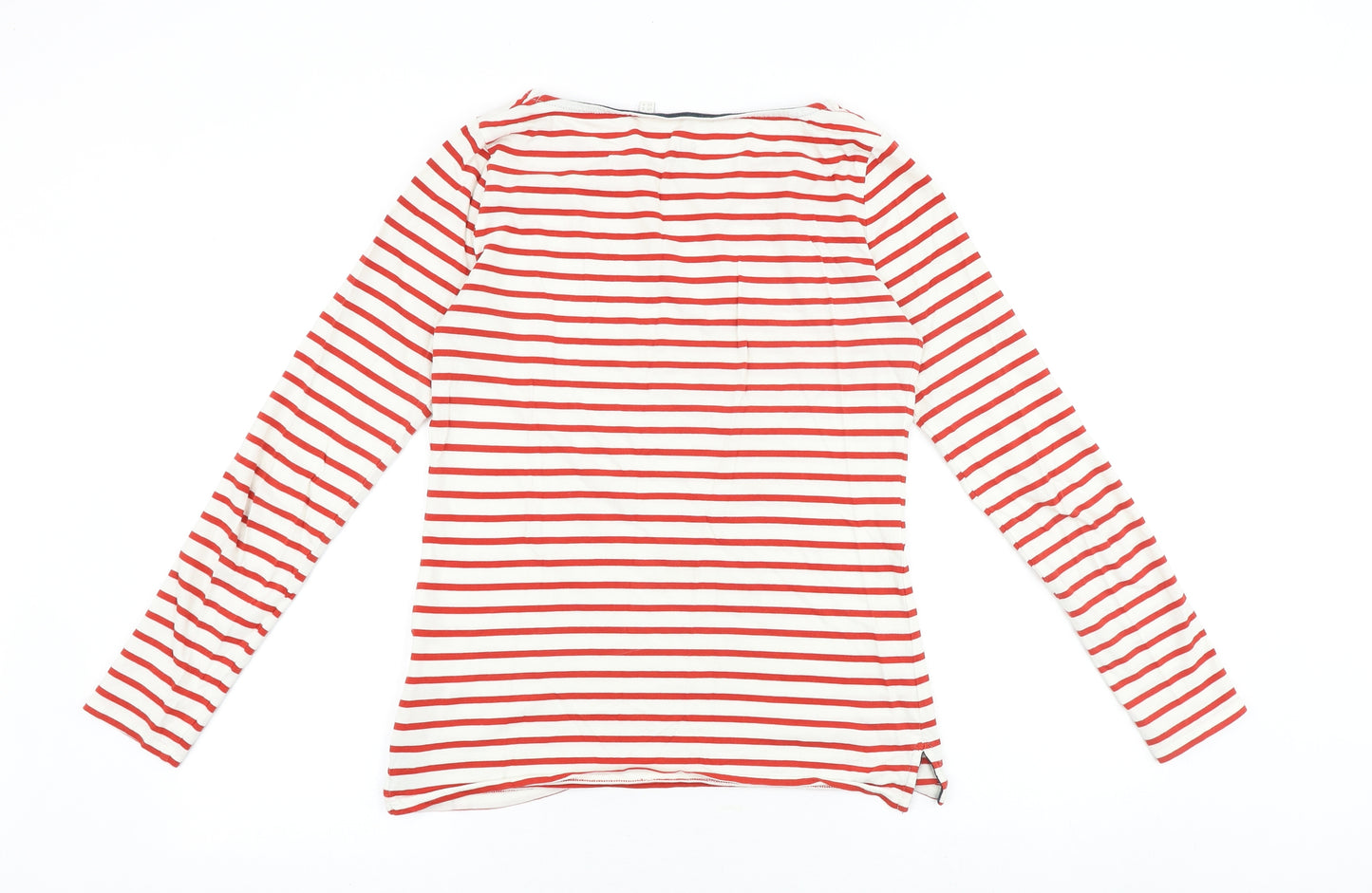 Boden Womens Red Striped 100% Cotton Basic Blouse Size 8 Boat Neck
