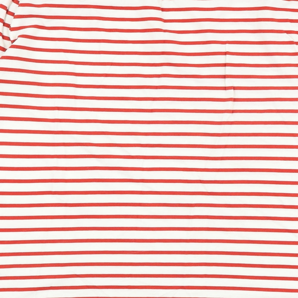 Boden Womens Red Striped 100% Cotton Basic Blouse Size 8 Boat Neck