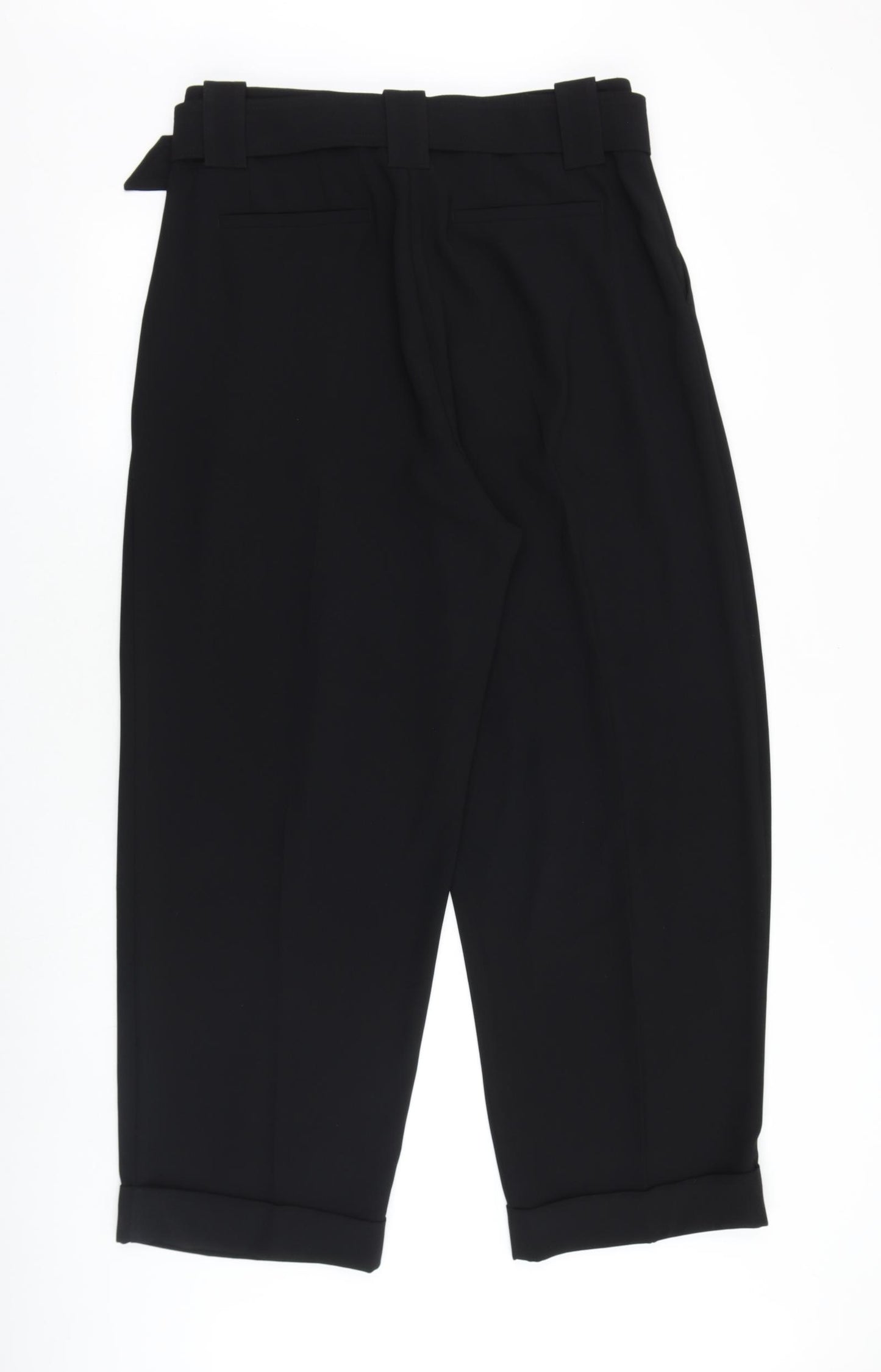 Marks and Spencer Womens Black Polyester Trousers Size 14 Regular Buckle