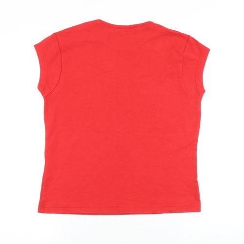 Juice Womens Red 100% Cotton Basic T-Shirt Size XL Scoop Neck - Reindeer, Cheers Big Ears
