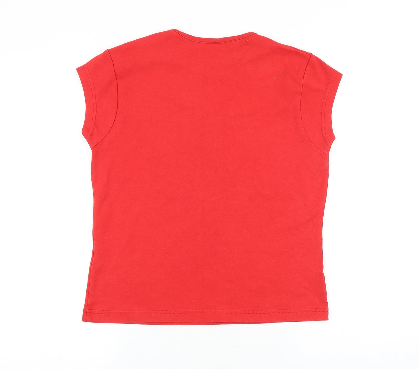 Juice Womens Red 100% Cotton Basic T-Shirt Size XL Scoop Neck - Reindeer, Cheers Big Ears