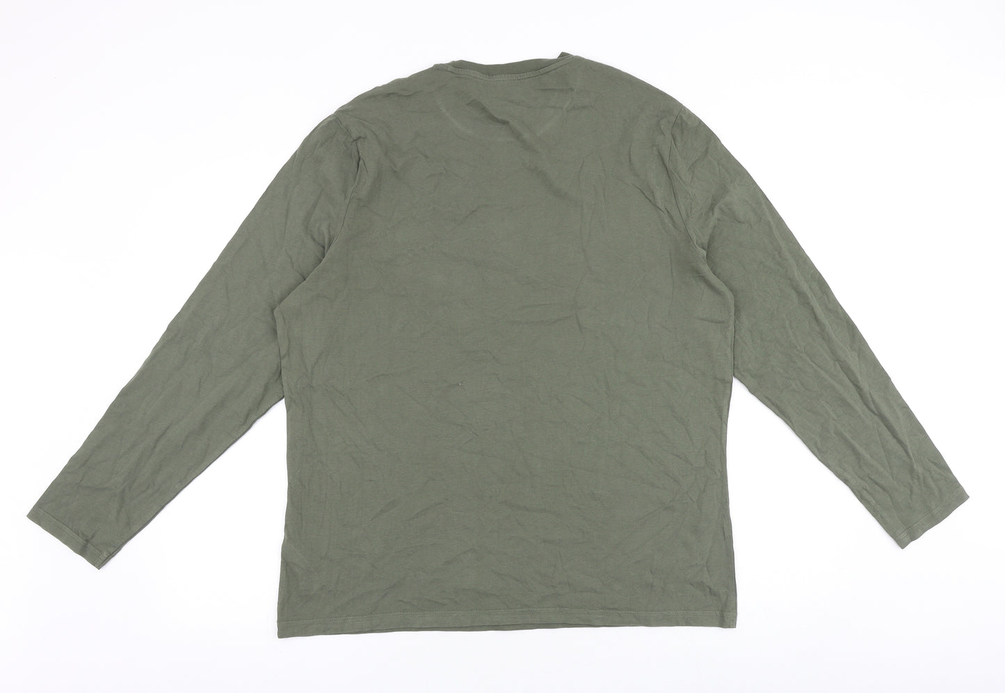 Marks and Spencer Mens Green Cotton T-Shirt Size XL Round Neck