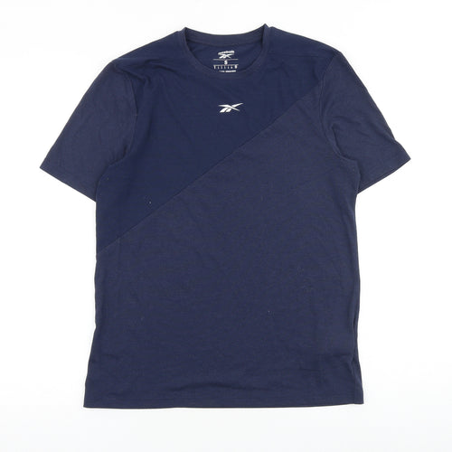 Reebok Mens Blue Polyester T-Shirt Size S Round Neck