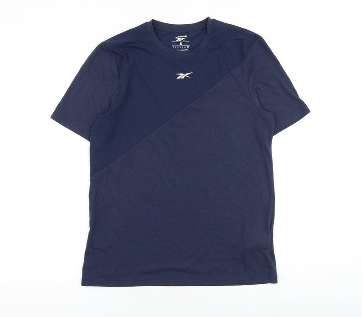 Reebok Mens Blue Polyester T-Shirt Size S Round Neck