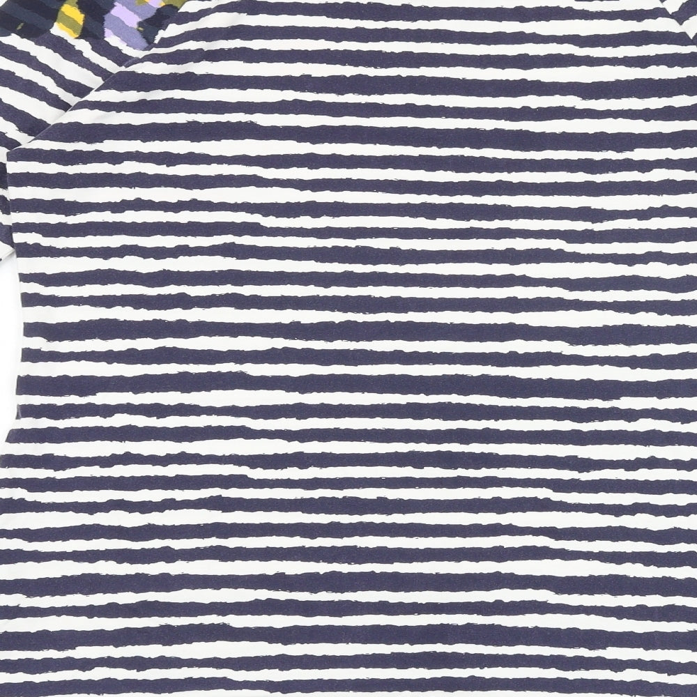 Marks and Spencer Womens Blue Cotton Basic T-Shirt Size 12 Boat Neck
