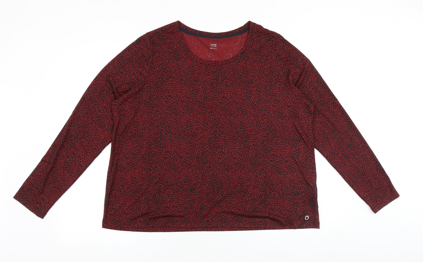 Marks and Spencer Womens Red Animal Print Viscose Basic T-Shirt Size 22 Round Neck