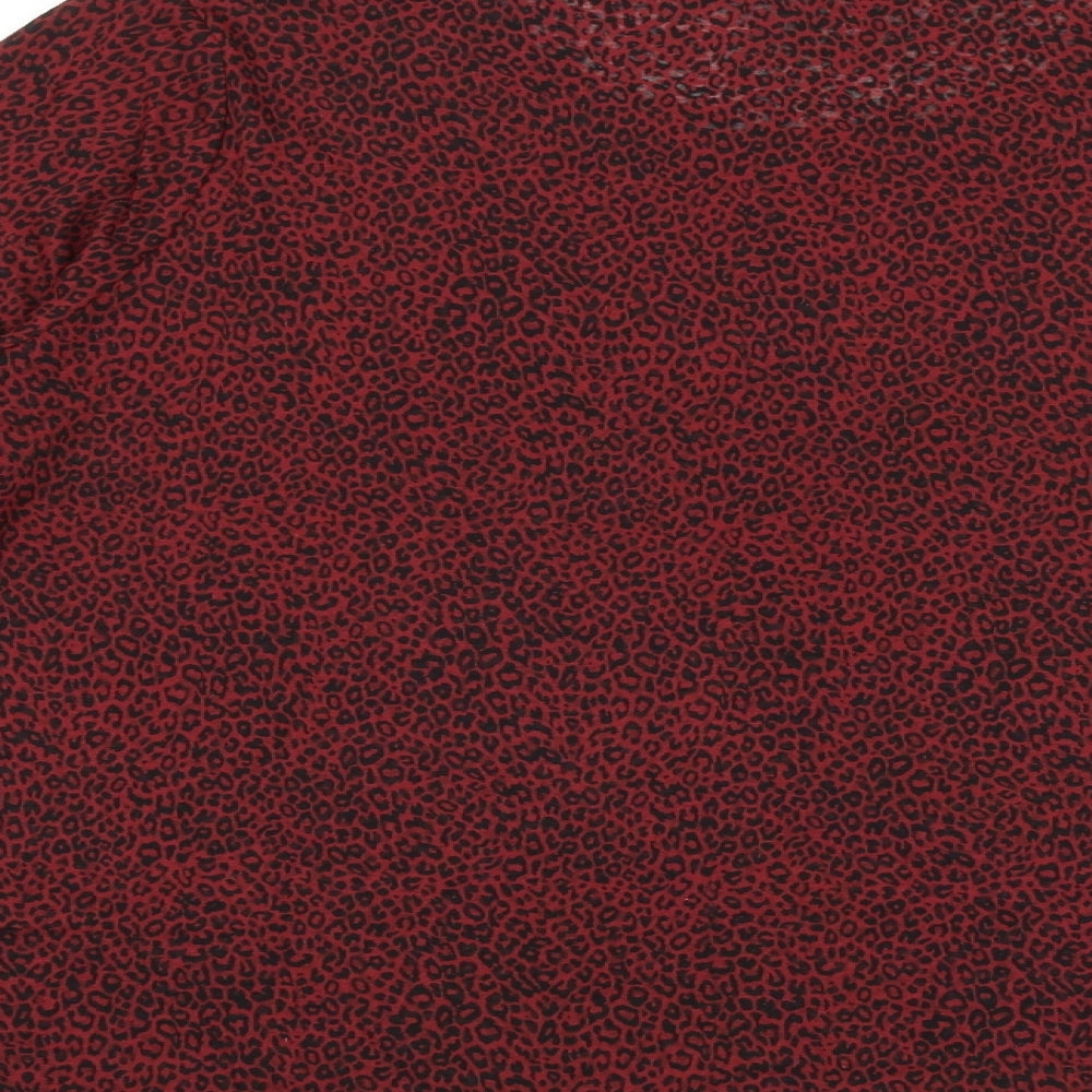 Marks and Spencer Womens Red Animal Print Viscose Basic T-Shirt Size 22 Round Neck