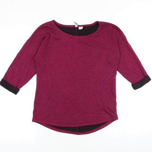 H&M Womens Pink Viscose Basic Blouse Size M Boat Neck