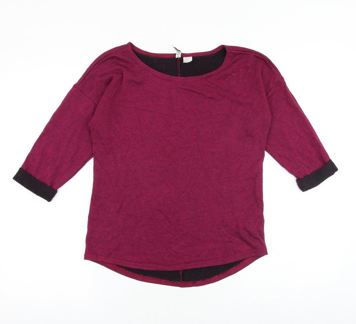 H&M Womens Pink Viscose Basic Blouse Size M Boat Neck